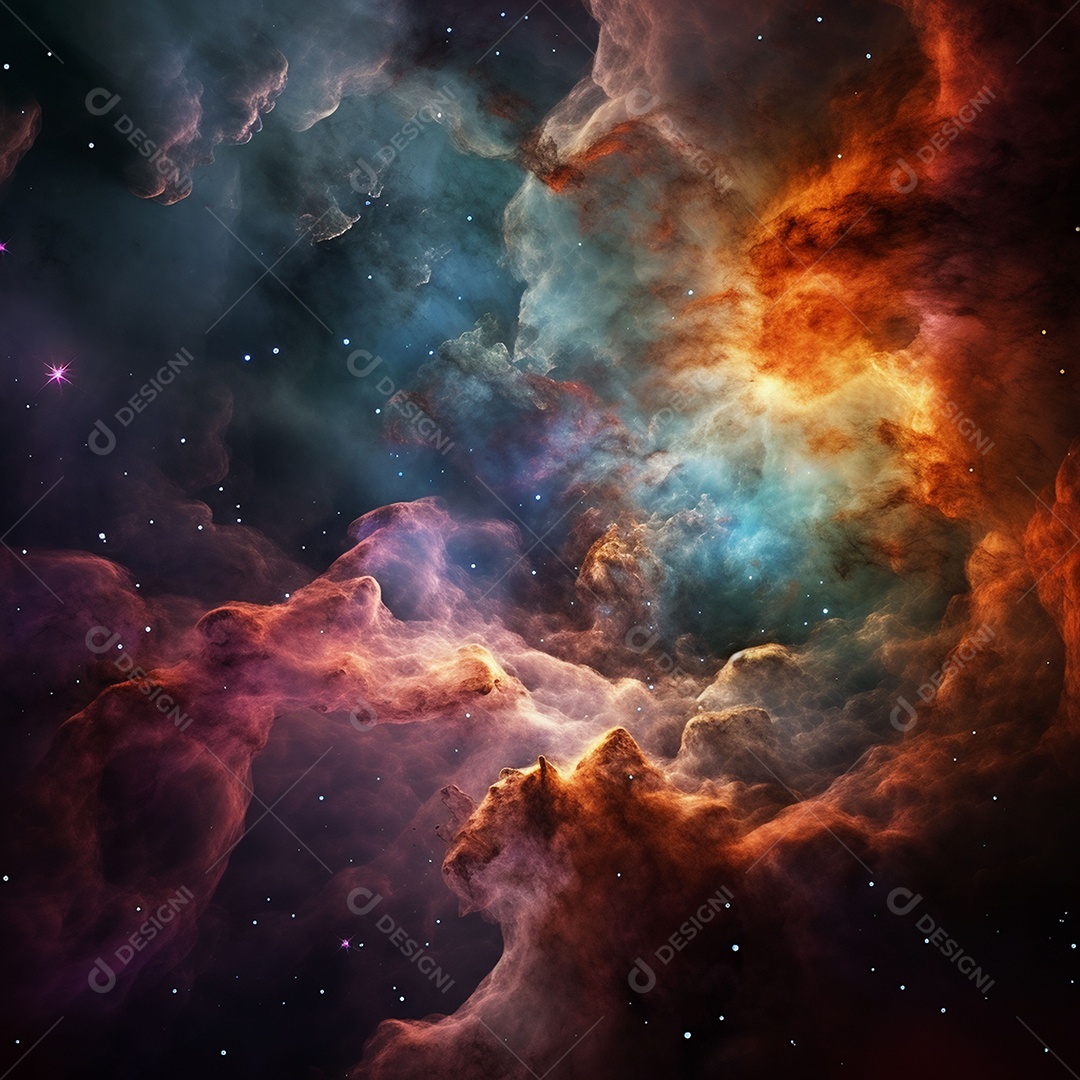 Nebulosa e galáxias no espaço ar