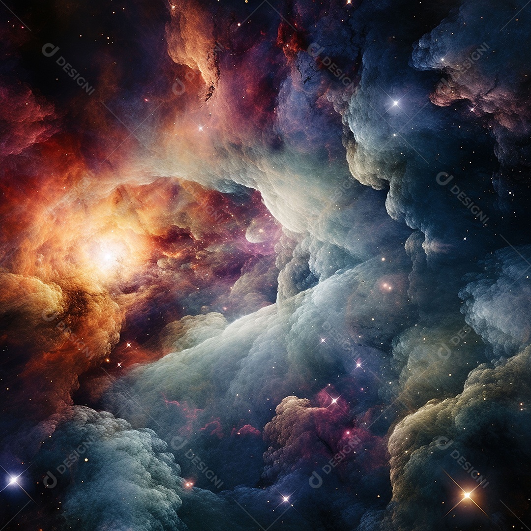 Nebulosa e galáxias no espaço ar