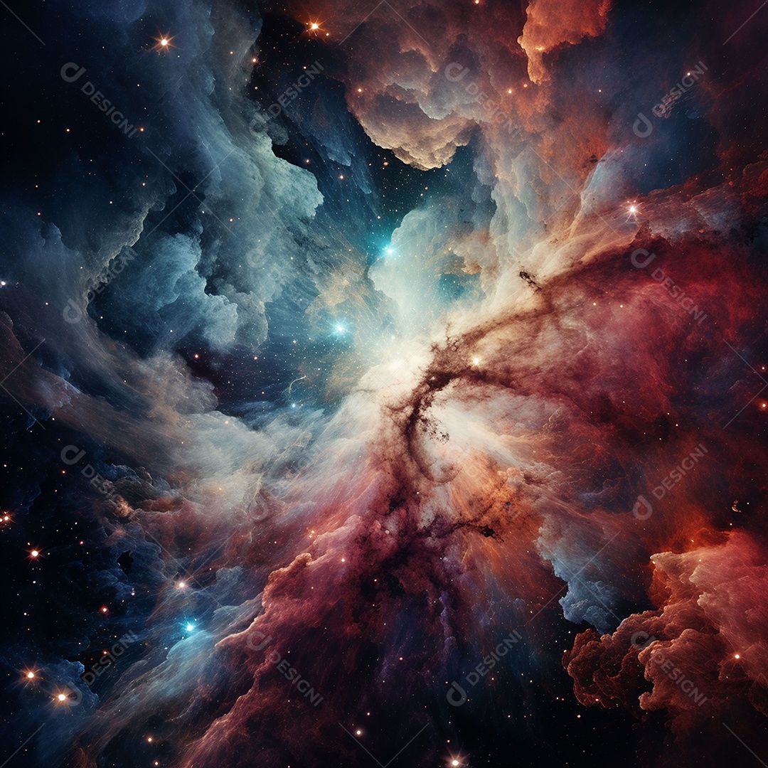 Nebulosa e galáxias no espaço ar