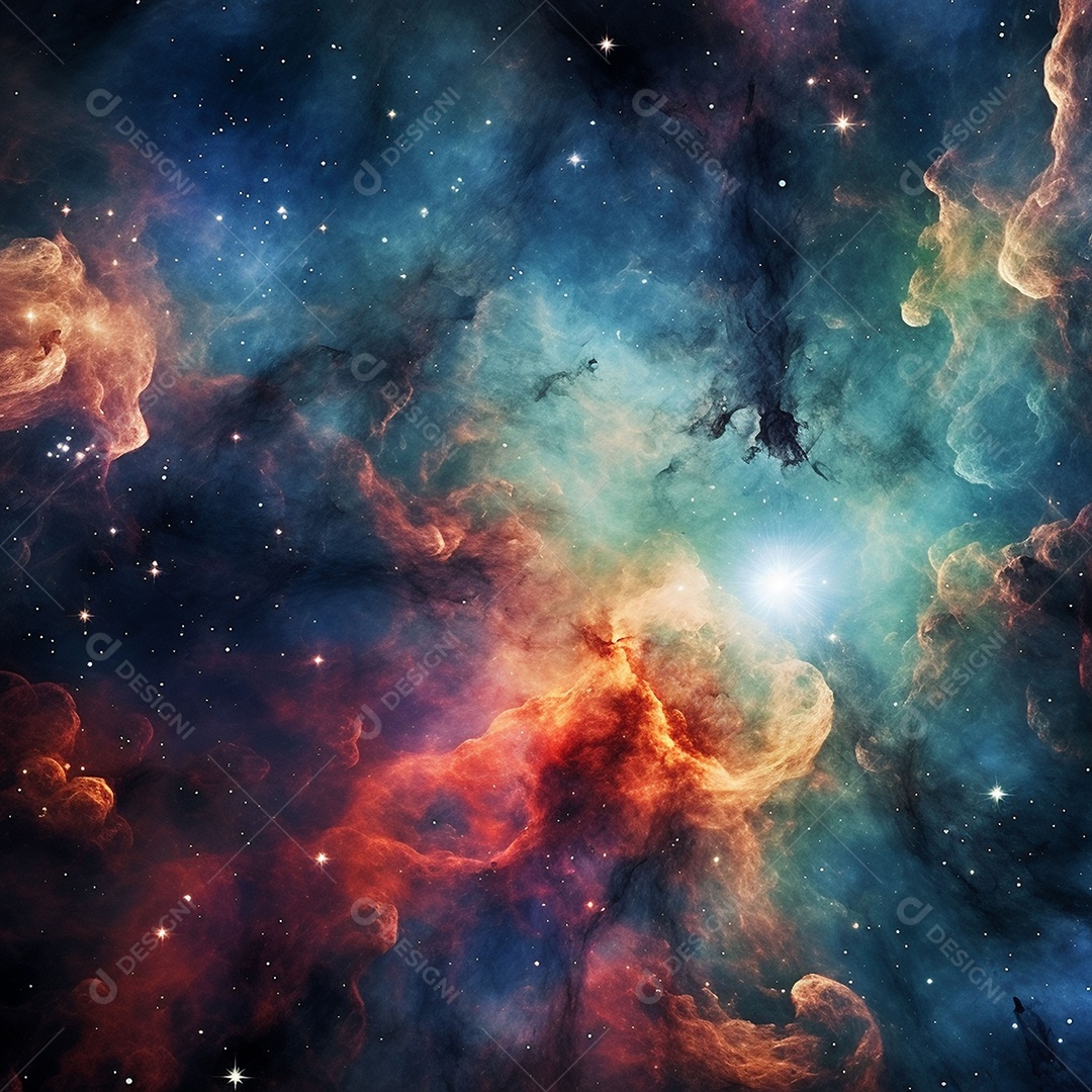 Nebulosa e galáxias no espaço ar