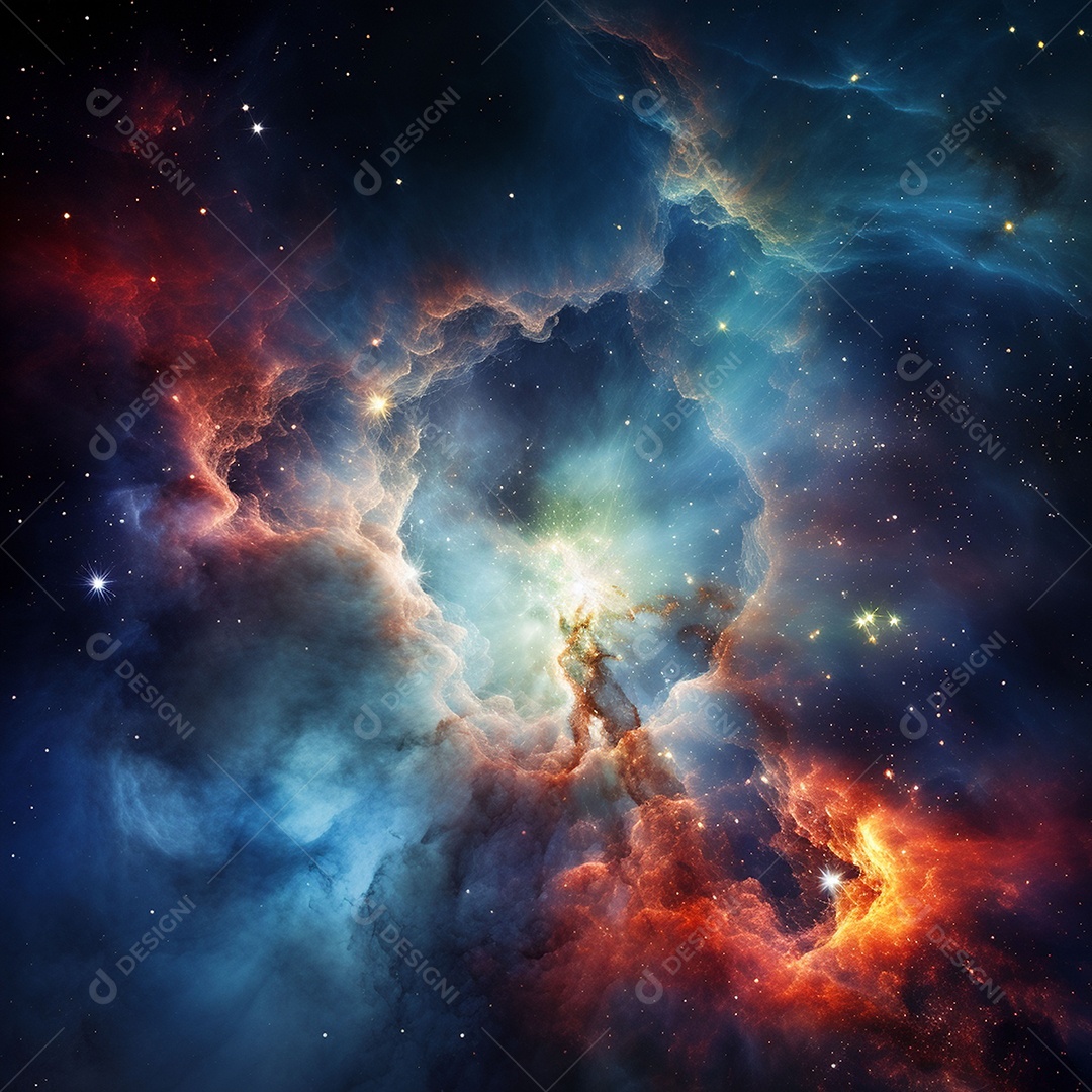 Nebulosa e galáxias no espaço ar