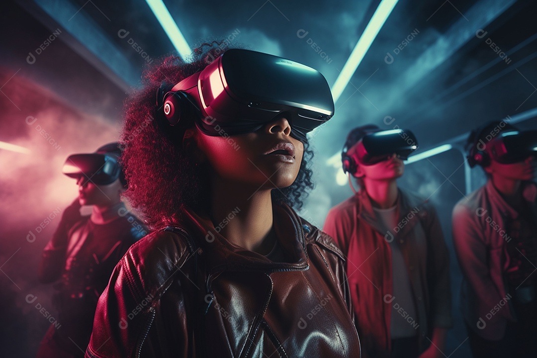 Pessoas usando fone de ouvido de realidade virtual VR