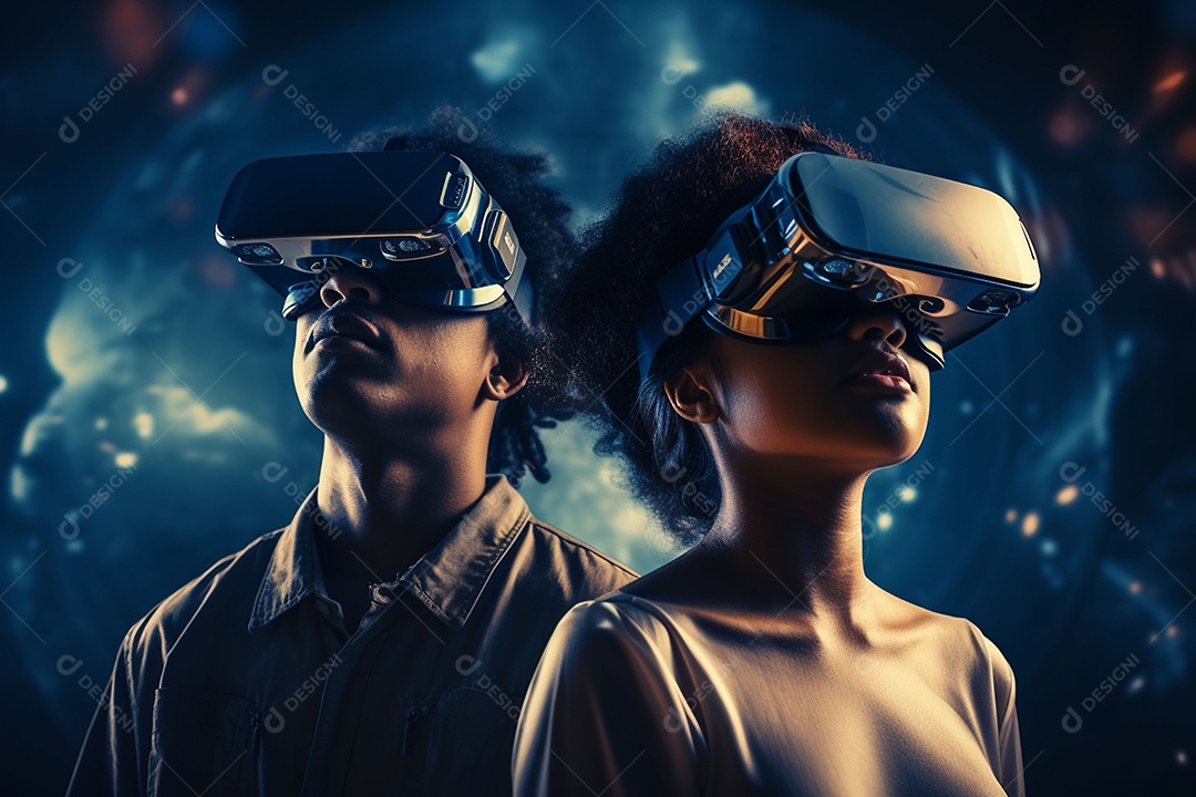 Pessoas usando fone de ouvido de realidade virtual VR