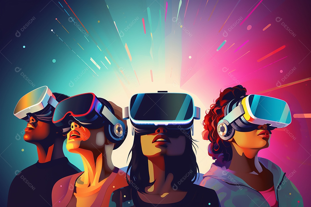 Pessoas usando fone de ouvido de realidade virtual VR