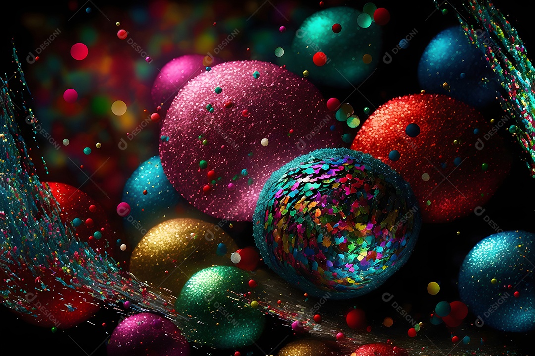 Bolas coloridas abstratas fecham o fundo em tela cheia