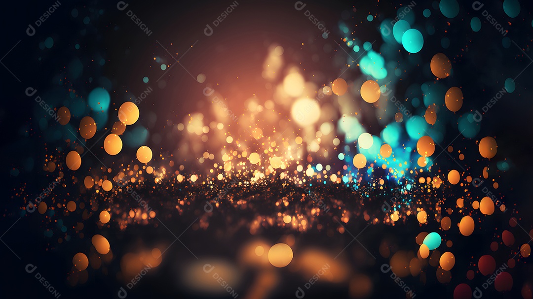 Brilho abstrato colorido e pontos bokeh em preto