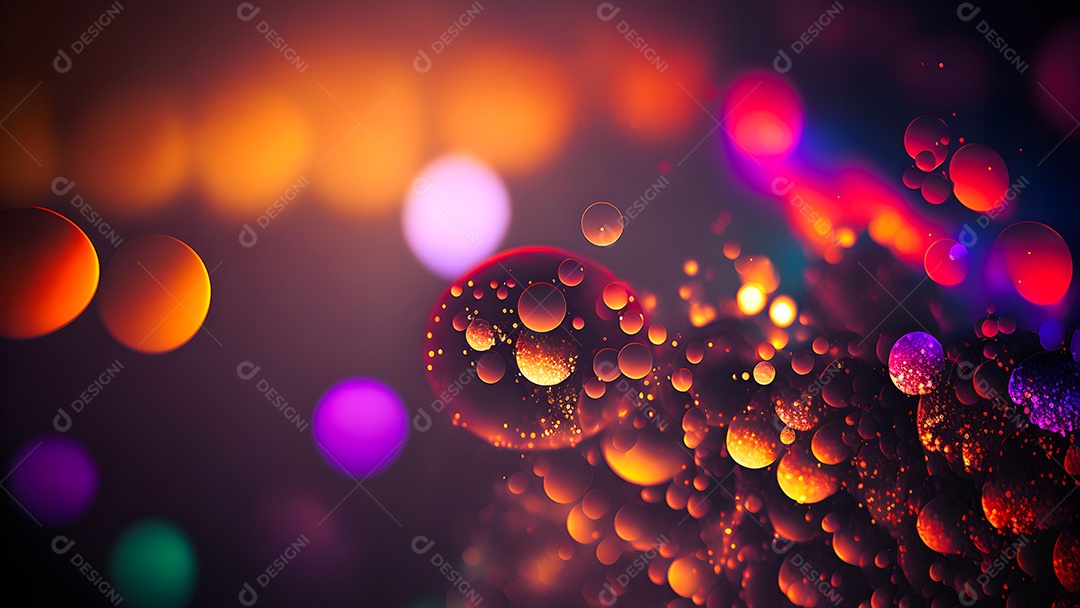 Brilho abstrato colorido e pontos bokeh em preto