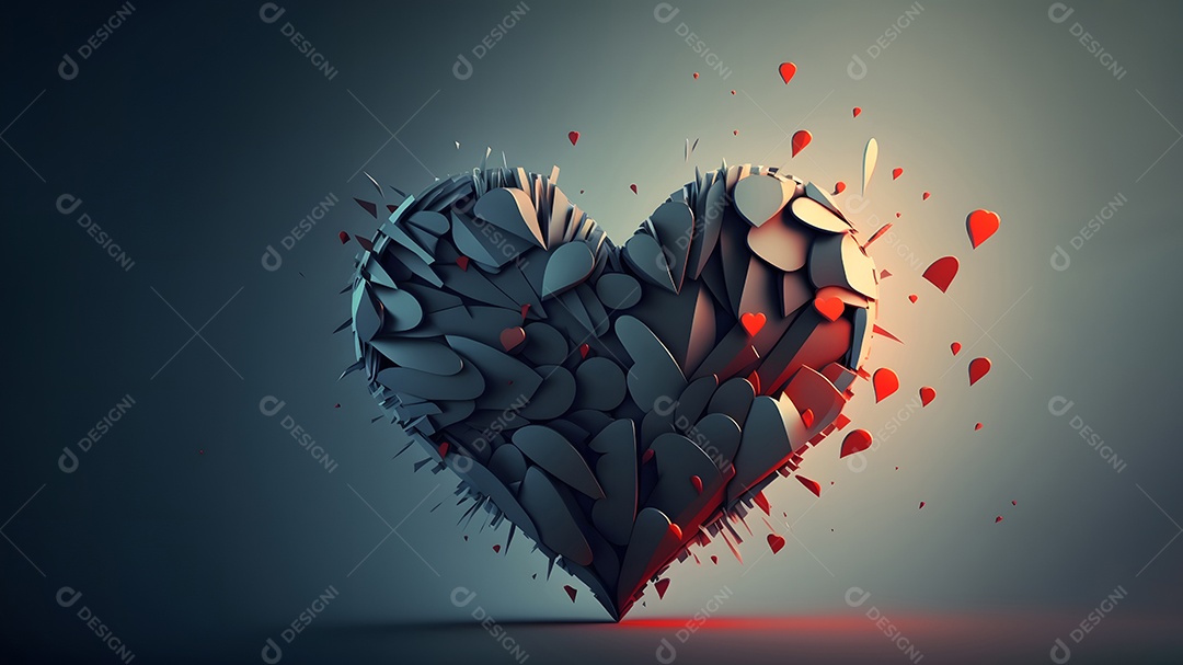 Símbolo de coração de fantasia ornamentado e escuro para o Dia dos Namorados