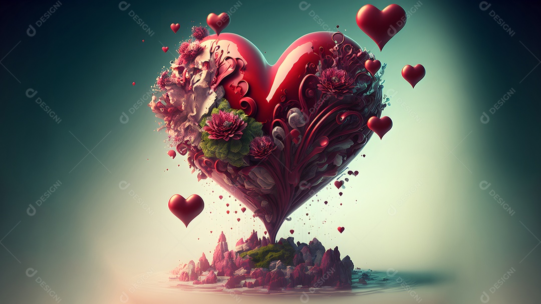 Símbolo de coração de fantasia ornamentado e escuro para o Dia dos Namorados