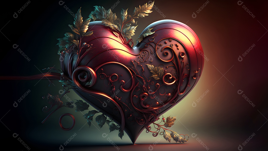 Símbolo de coração de fantasia ornamentado e escuro para o Dia dos Namorados
