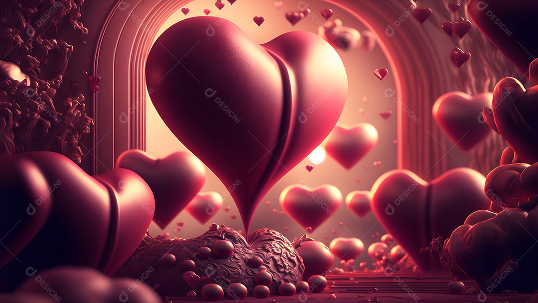 Símbolo de coração de fantasia ornamentado e escuro para o Dia dos Namorados