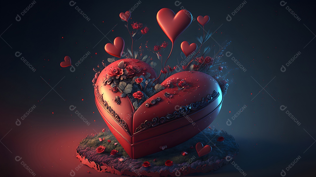 Símbolo de coração de fantasia ornamentado e escuro para o Dia dos Namorados