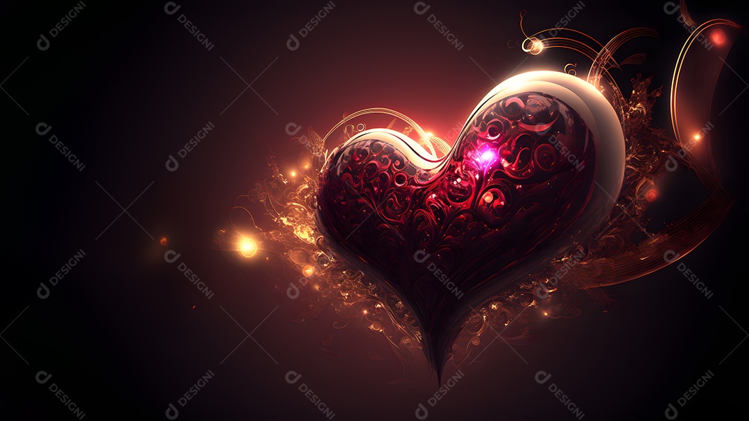 Símbolo de coração de fantasia ornamentado e escuro para o Dia dos Namorados