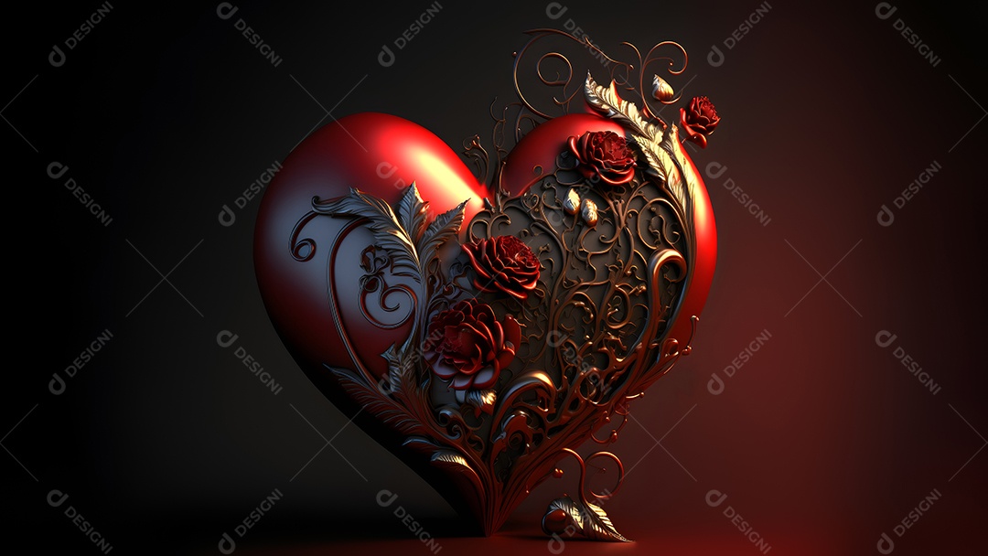 Símbolo de coração de fantasia ornamentado e escuro para o Dia dos Namorados