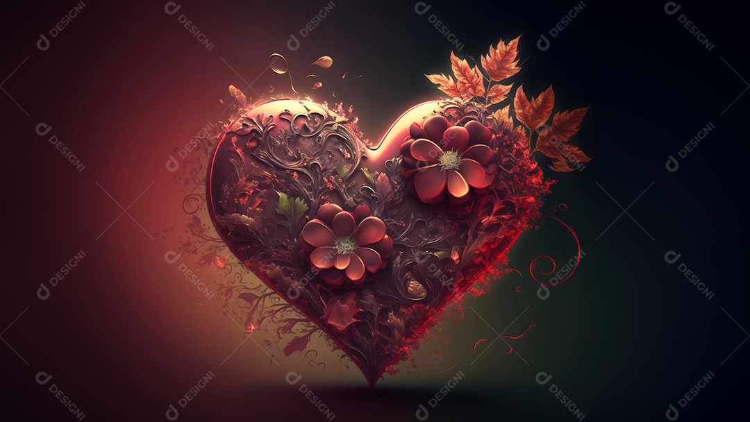 Símbolo de coração de fantasia ornamentado e escuro para o Dia dos Namorados