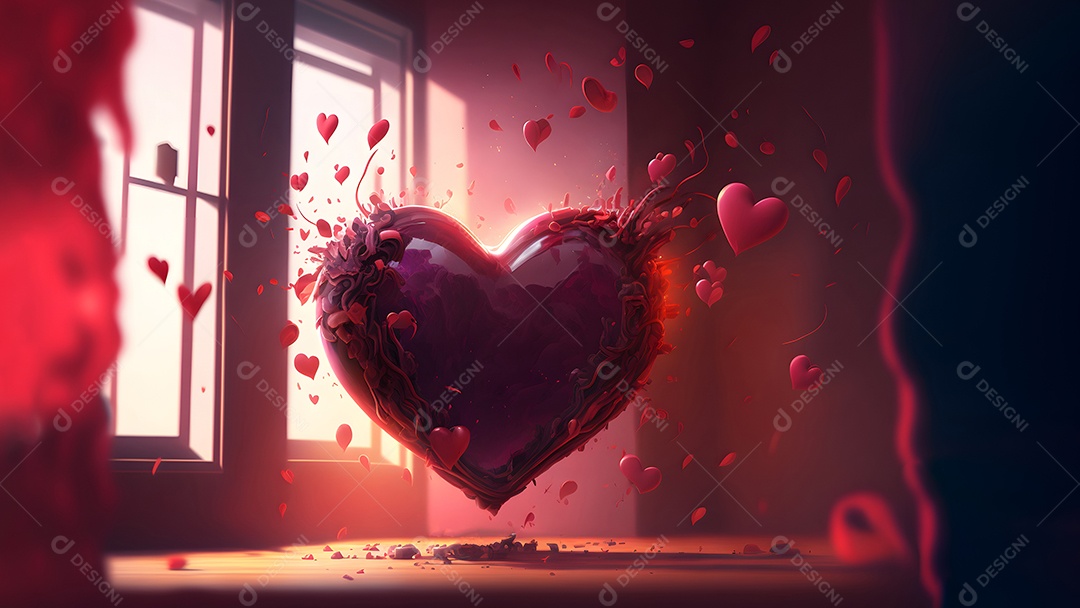 Símbolo de coração de fantasia ornamentado e escuro para o Dia dos Namorados