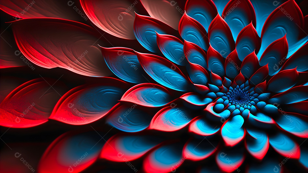 Plano de fundo  de uma flor de pétalas vermelhas e azuis,