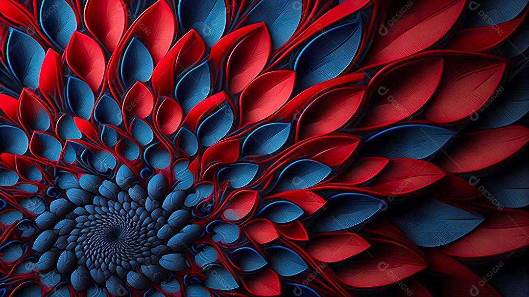 Plano de fundo  de uma flor de pétalas vermelhas e azuis,