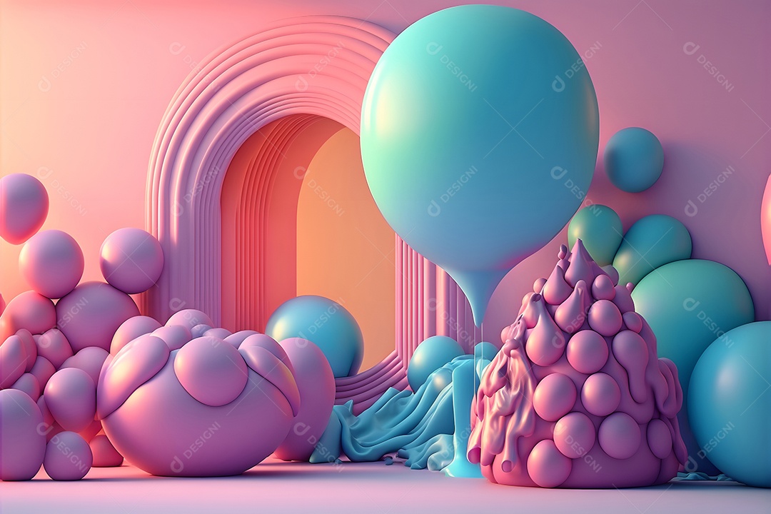 Fundo de balão de chiclete, gradientes de cores de látex, abstrato