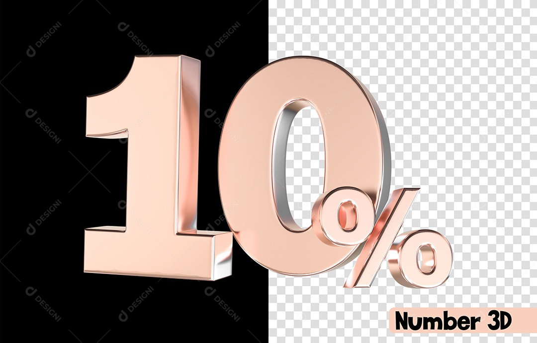 10% De Desconto Rosa Número 3D Para Composição PSD