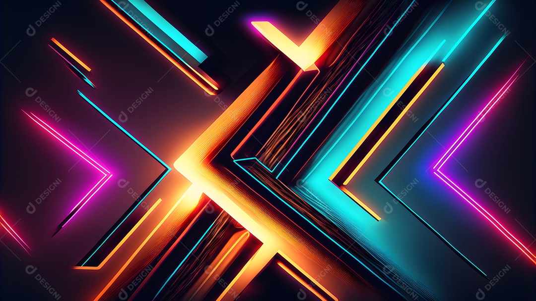 Arte abstrata em neon sobre fundo preto