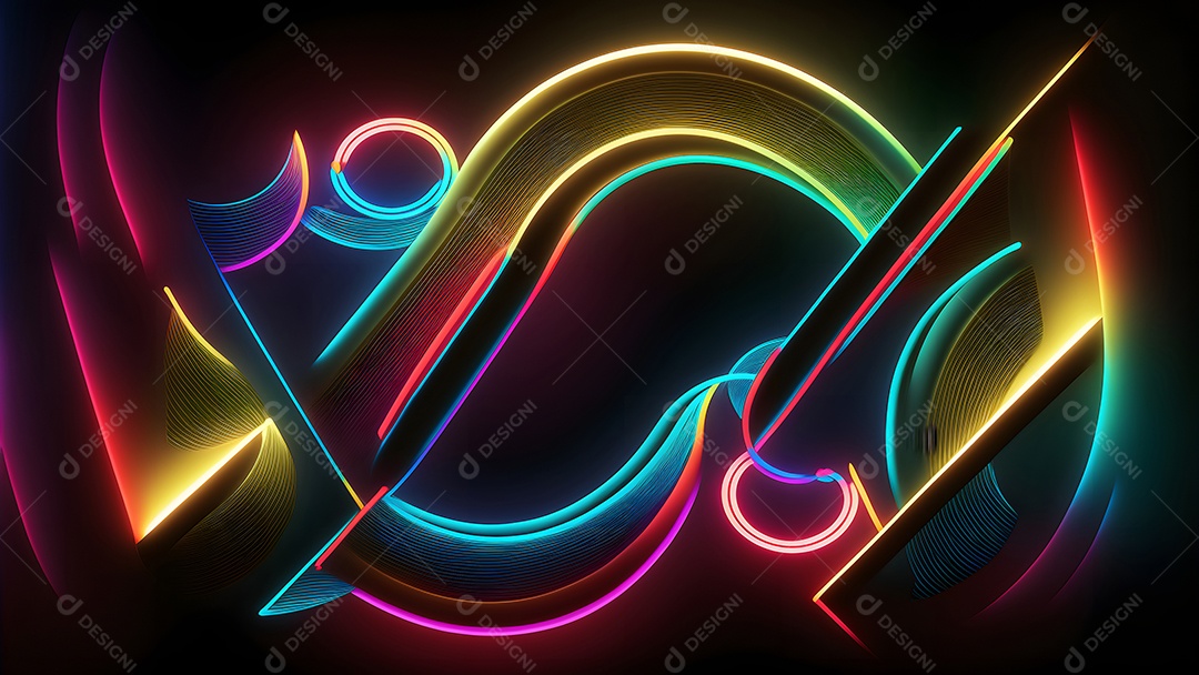 Arte abstrata em neon sobre fundo preto