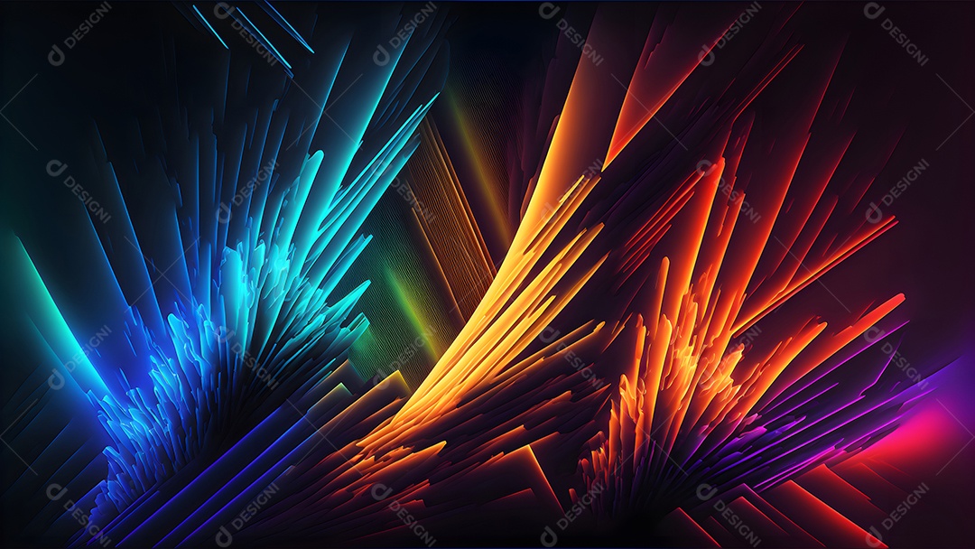 Arte abstrata em neon sobre fundo preto