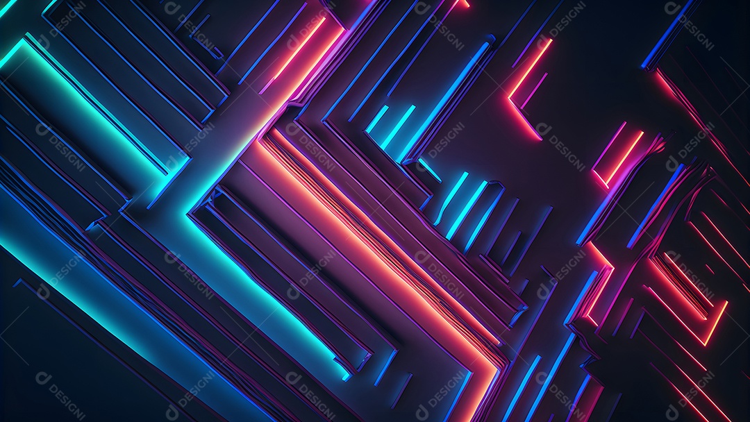 Arte abstrata em neon sobre fundo preto