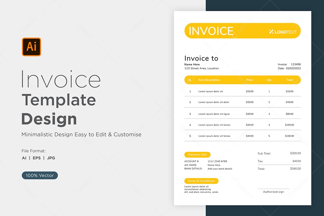 Modelo de Fatura de Pagamento Vetor EPS Editável