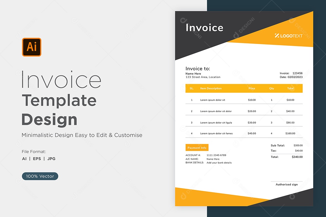 Modelo de Fatura de Pagamento Vetor EPS Editável