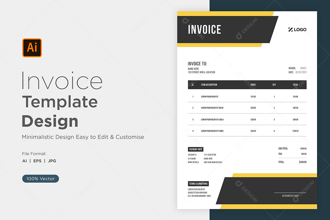 Modelo de Fatura de Pagamento Vetor EPS Editável