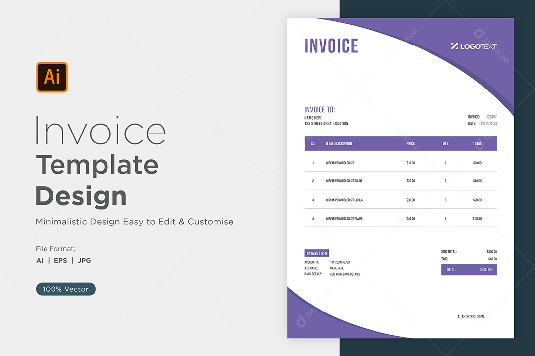 Modelo de Fatura de Pagamento Vetor EPS Editável
