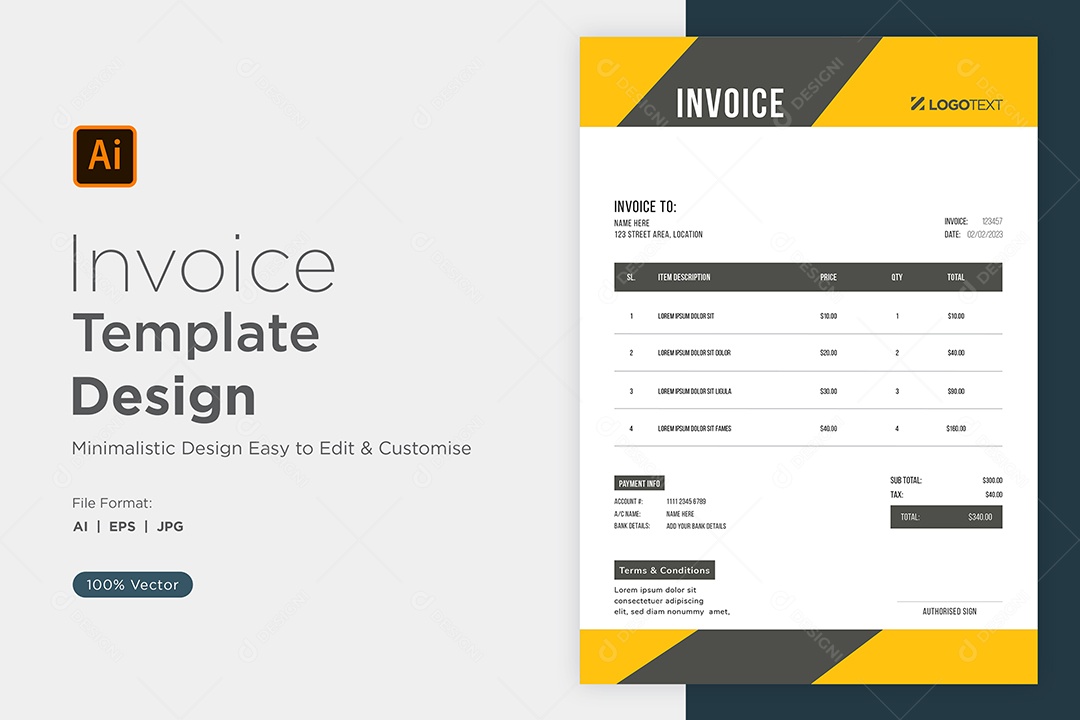 Modelo de Fatura de Pagamento Vetor EPS Editável