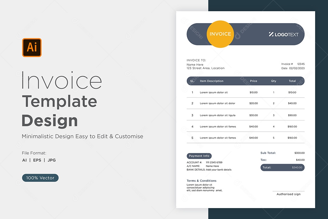 Modelo de Fatura de Pagamento Vetor EPS Editável