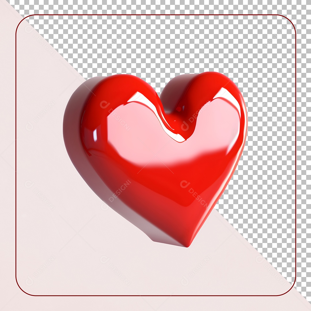 Coração Vermelho Elemento 3D Para Composição PSD