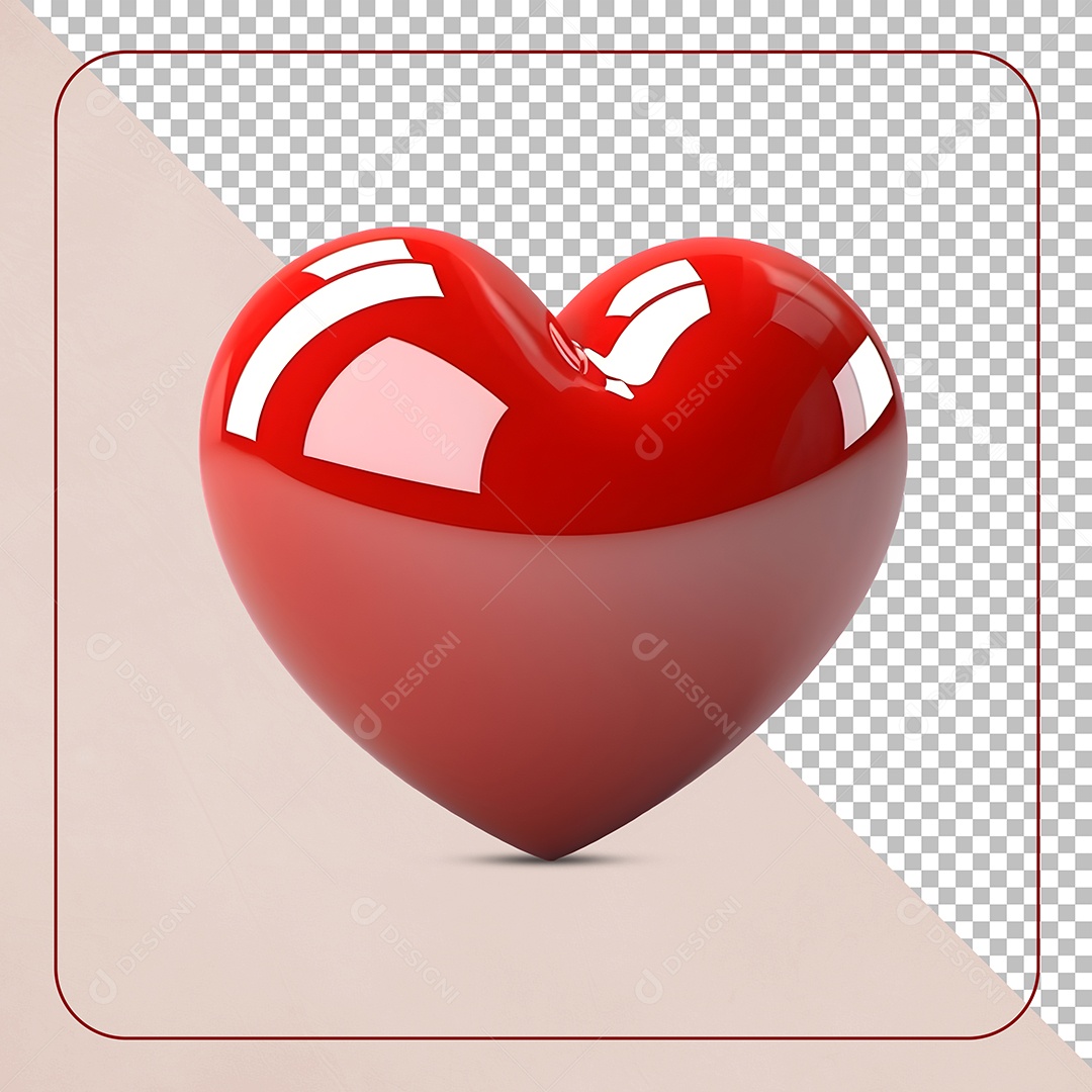 Coração Vermelho Elemento 3D Para Composição PSD