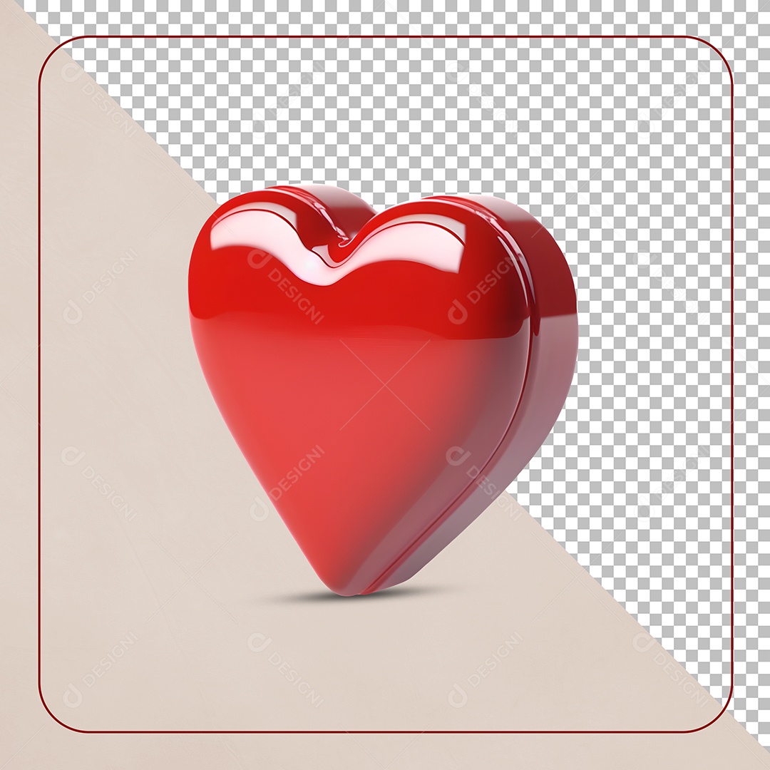 Coração Vermelho Elemento 3D Para Composição PSD