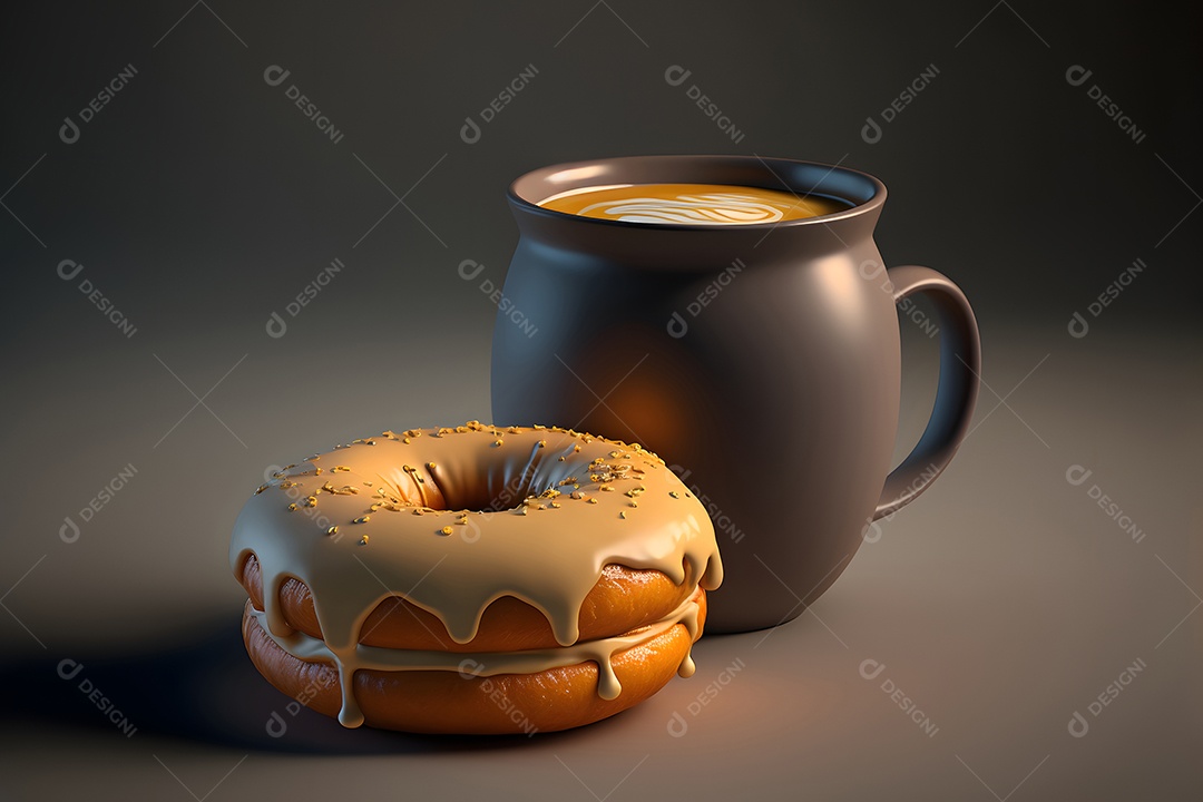 Copo de leite e donuts glaceados sobre a mesa,