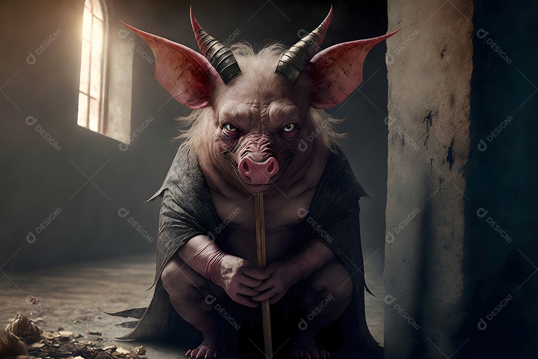 Uma fera demoníaca de pesadelo coberta de espinhos afiados,