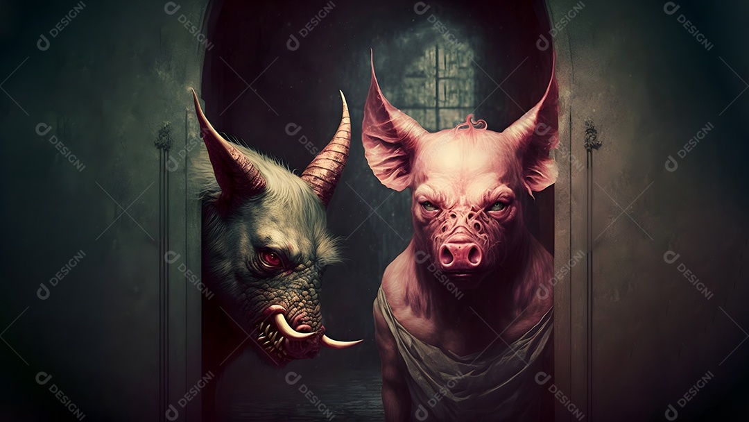 Uma fera demoníaca de pesadelo coberta de espinhos afiados,