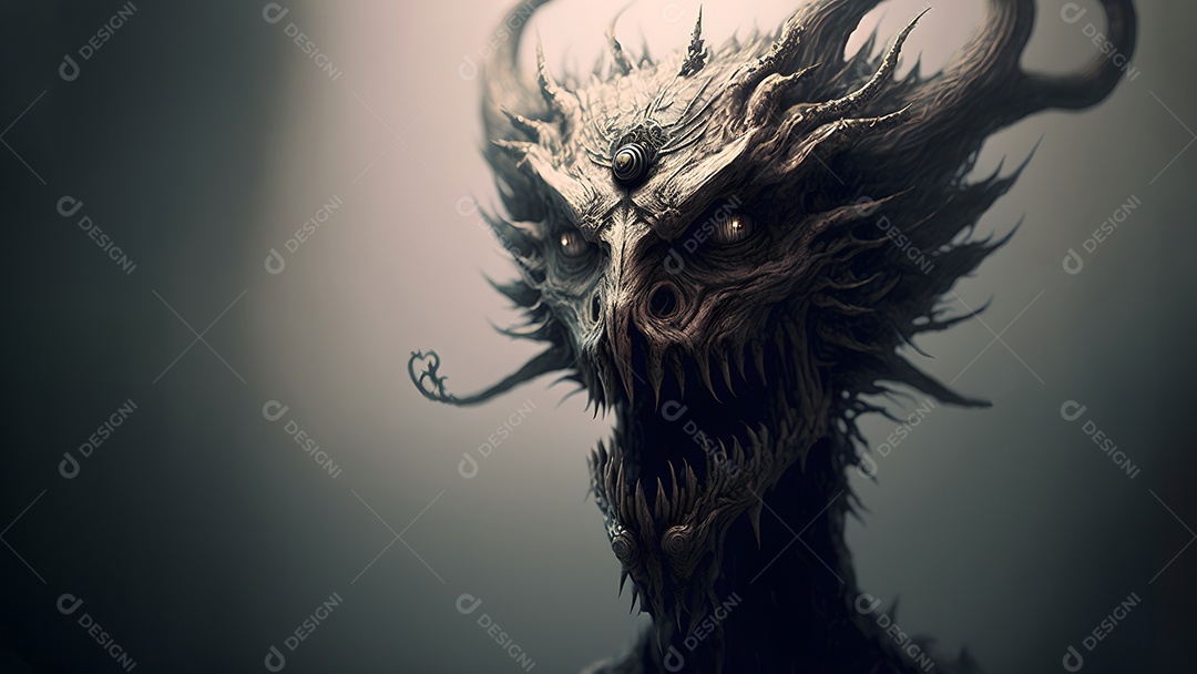 Uma fera demoníaca de pesadelo coberta de espinhos afiados,