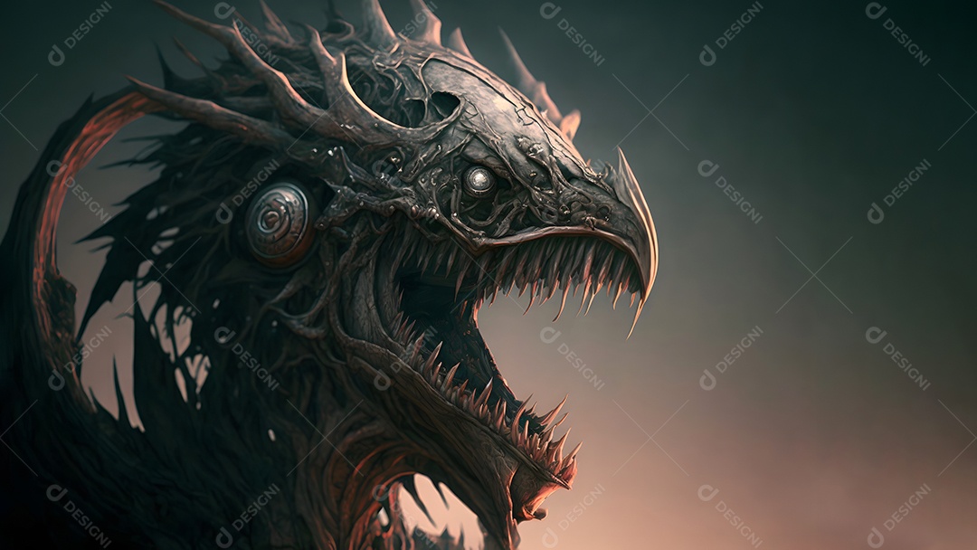 Uma fera demoníaca de pesadelo coberta de espinhos afiados,