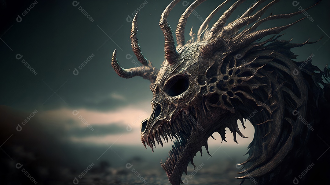 Uma fera demoníaca de pesadelo coberta de espinhos afiados,