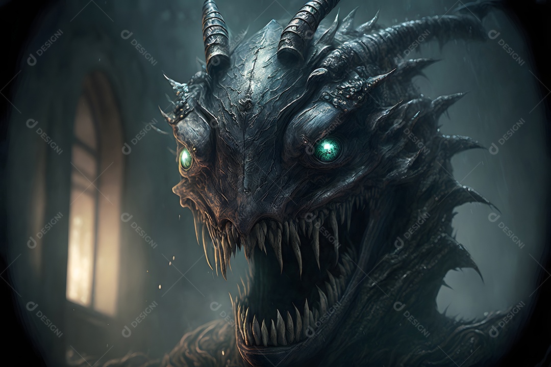 Uma fera demoníaca de pesadelo coberta de espinhos afiados,