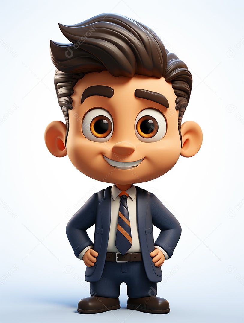 Homem de negócios 3d feliz em 3d transparente