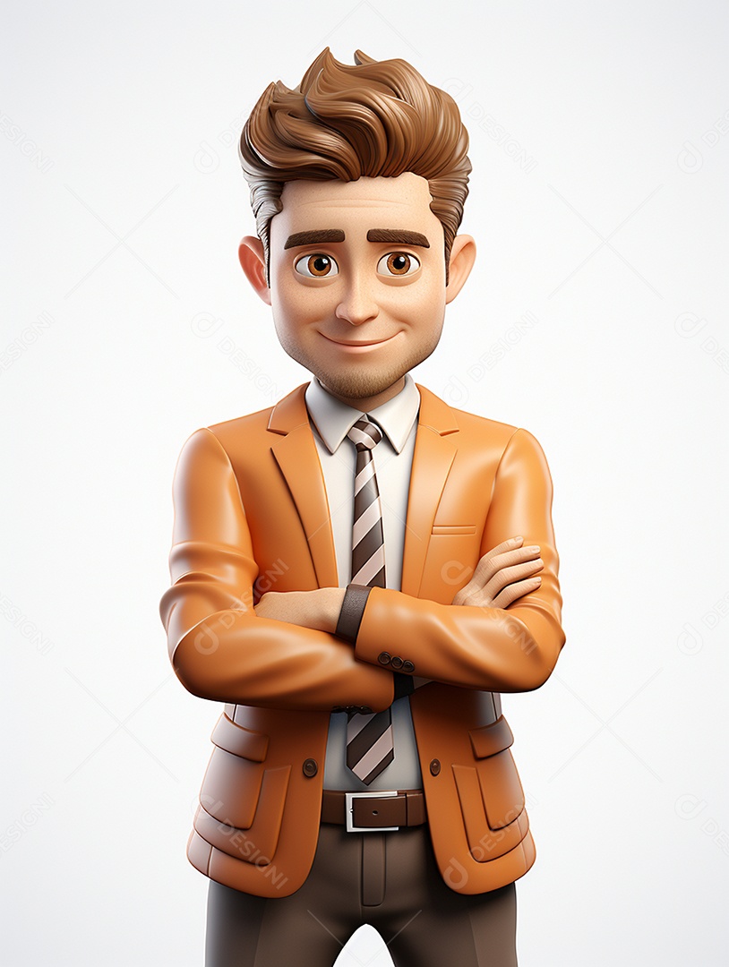 Homem de negócios 3d feliz em 3d transparente