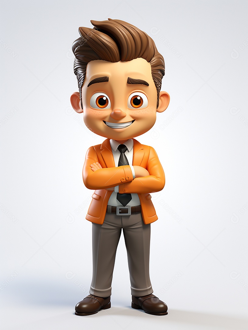 Homem de negócios 3d feliz em 3d transparente