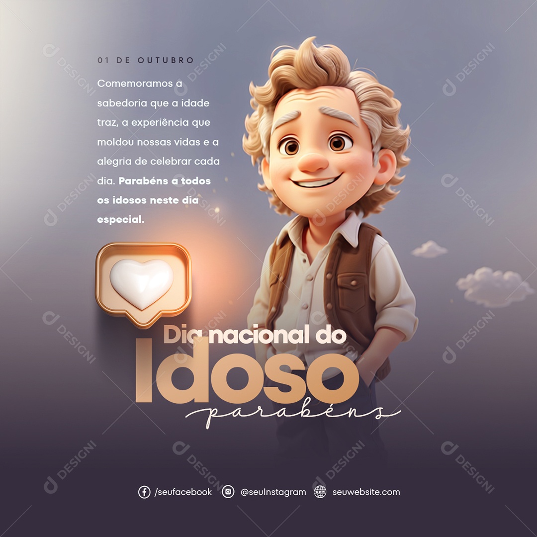 Dia Nacional dos Idoso 01 de Outubro Social Media PSD Editável