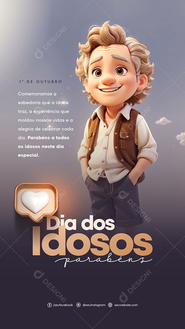 Story Dia Nacional dos Idoso 01 de Outubro Social Media PSD Editável