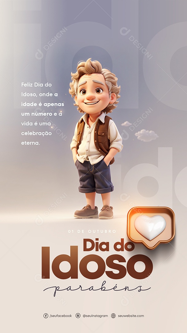 Story Dia dos Idoso Parabéns 01 de Outubro Social Media PSD Editável